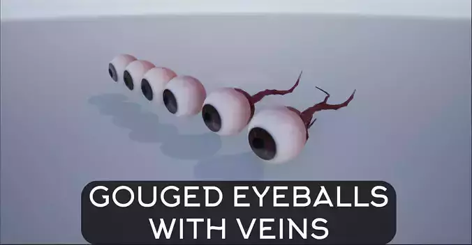 Gouged Eyeball with veins Low-poly 3D model