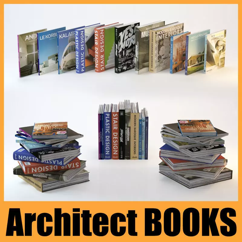 Architecture and Design Taschen and Daab books Low-poly 3D model