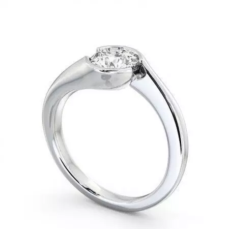 stl file engagement ring with round diamond 3D print model_0