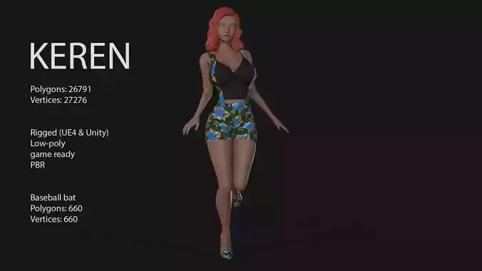 Keren Style IV GIRL Low-poly 3D model