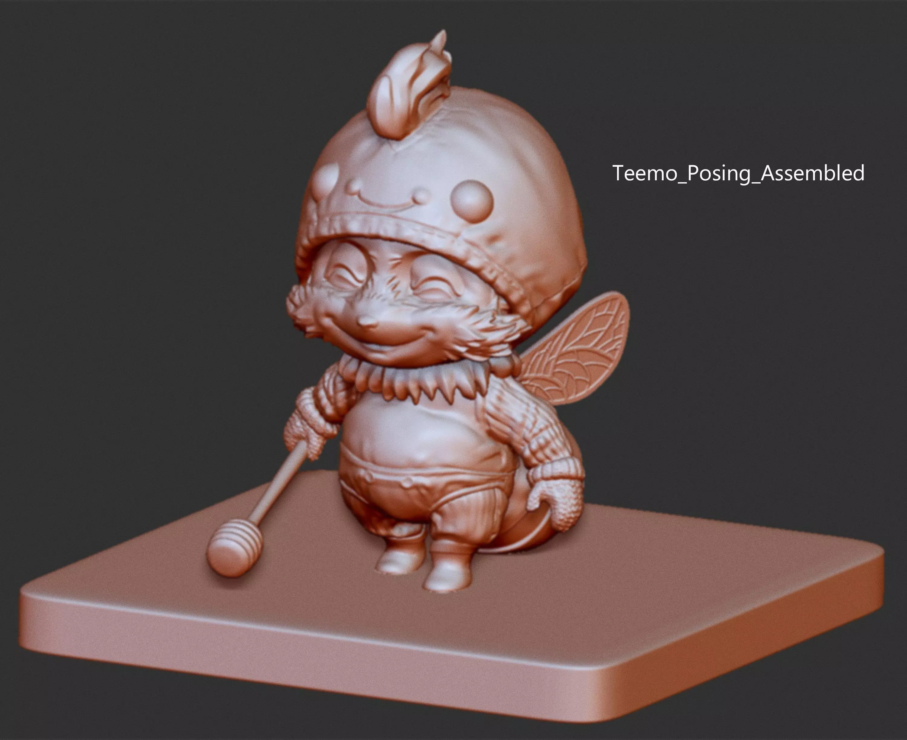 Teemo figurine with bow and arrow 3D print model_0