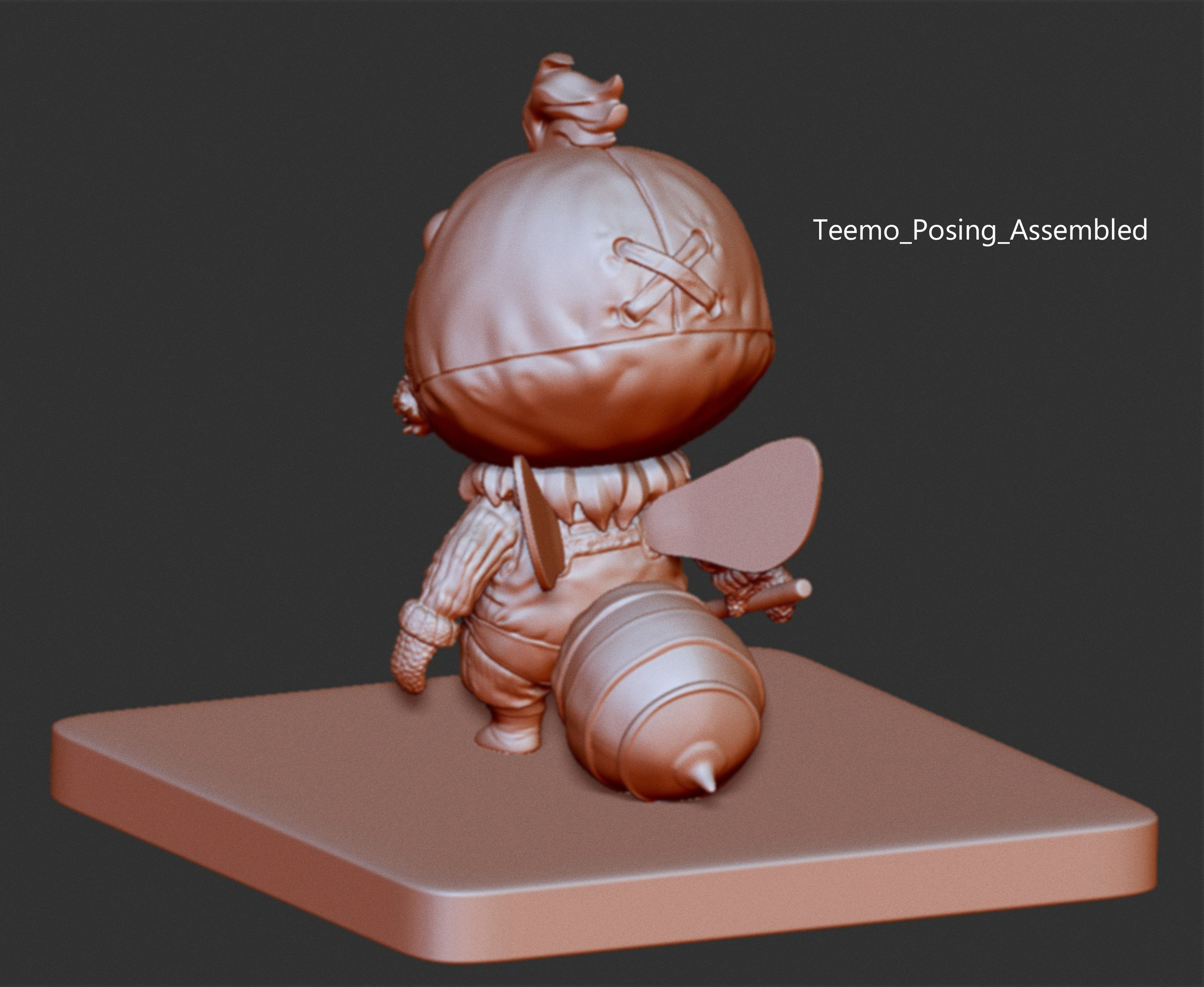 Teemo figurine with bow and arrow 3D print model_2