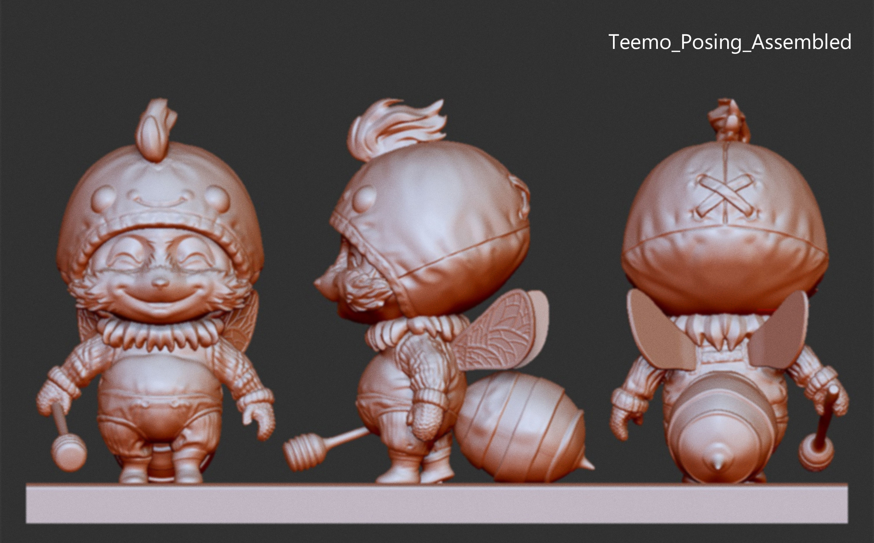 Teemo figurine with bow and arrow 3D print model_1