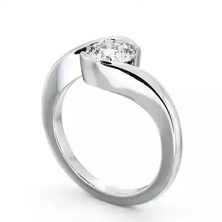 stl file solitaire engagement ring gold with round brilliant cut diamond
