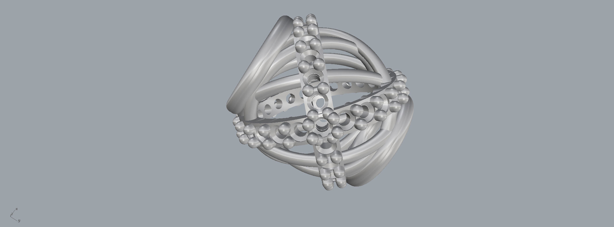 Pandora silver ring with diamonds 3D print model_2