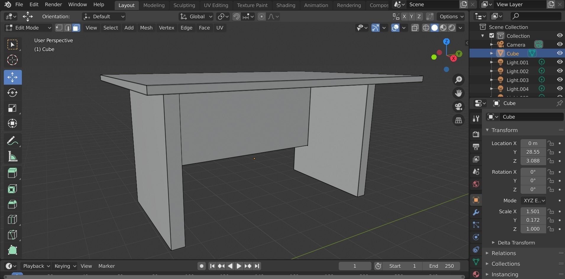 table wooden Low-poly 3D model_7