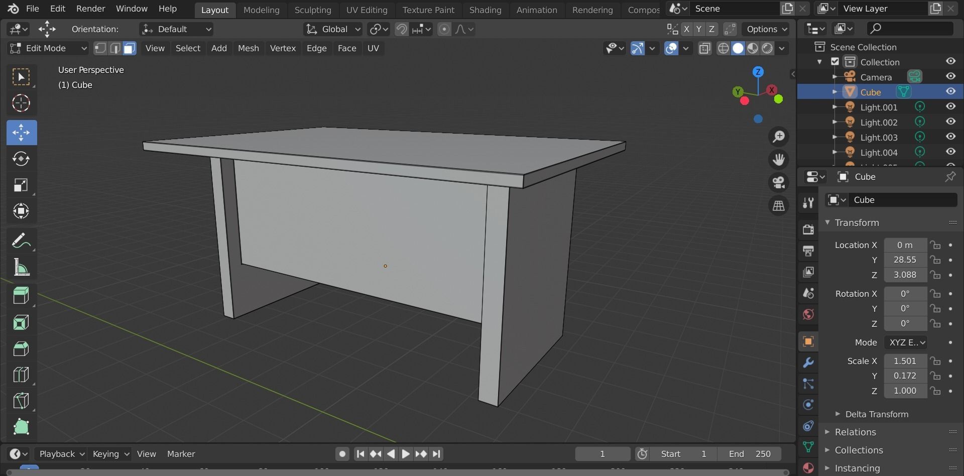 table wooden Low-poly 3D model_8