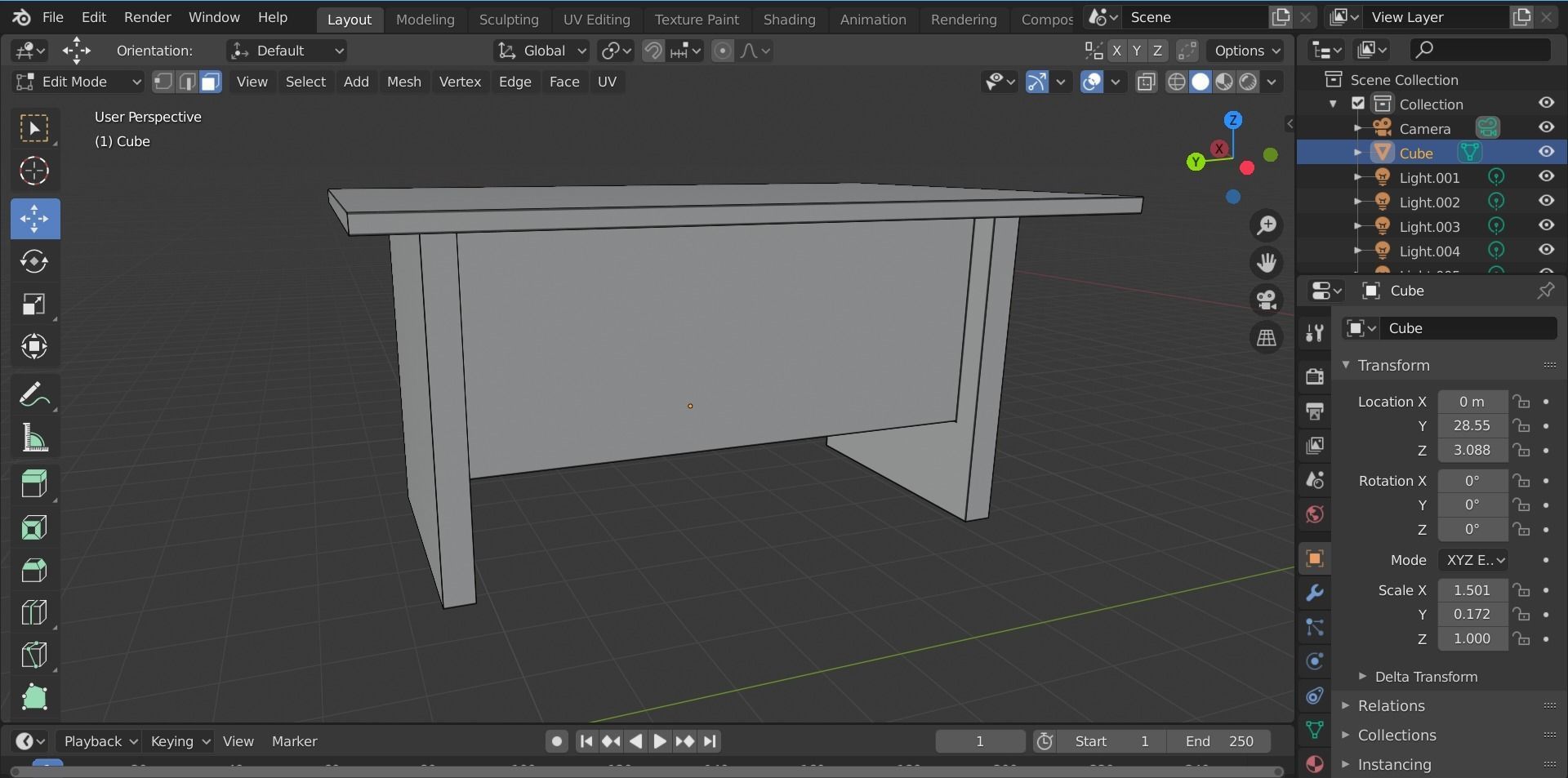 table wooden Low-poly 3D model_9