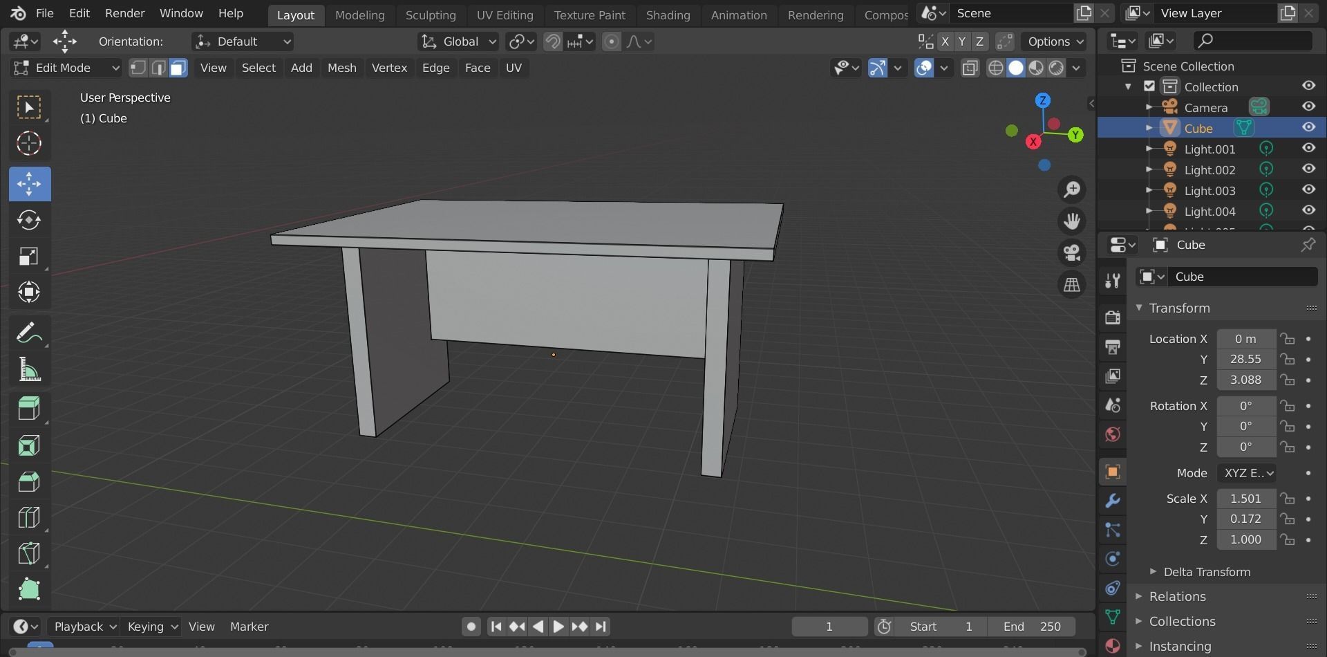 table wooden Low-poly 3D model_6