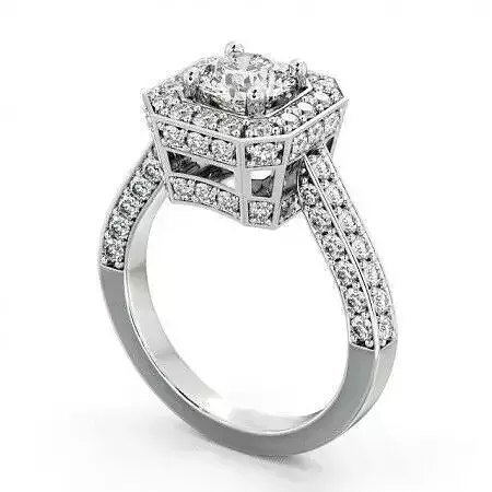 stl file princess cut diamond halo engagement ring