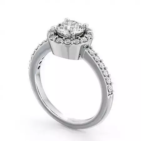 stl file engagement ring with round cut diamond