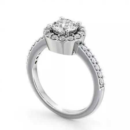 stl file engagement ring with round cut diamond 3D print model_0