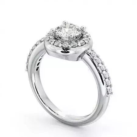 stl file halo diamond engagement ring gold - laurel