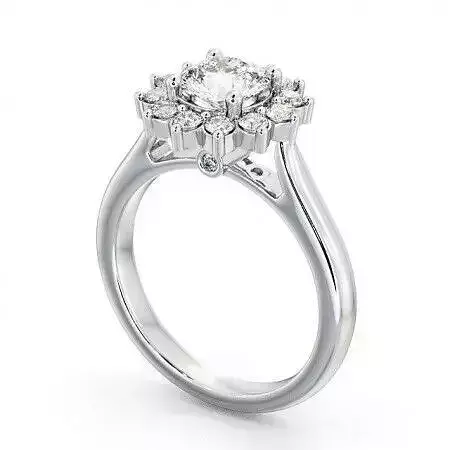 stl file gold diamond flower halo engagement ring - laurel