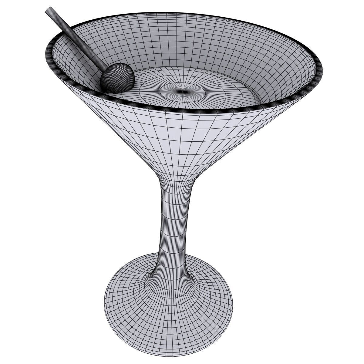 Martini glass with olives 3D model_4