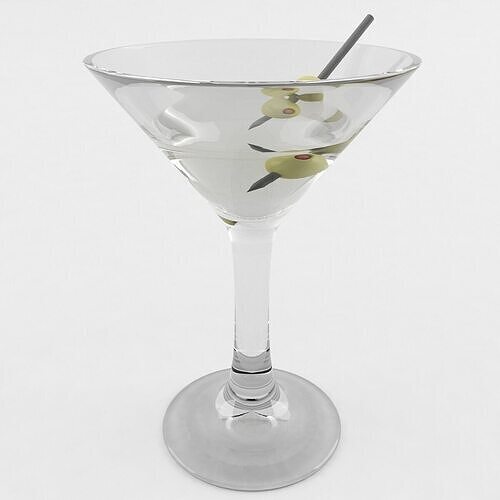 Martini glass with olives 3D model