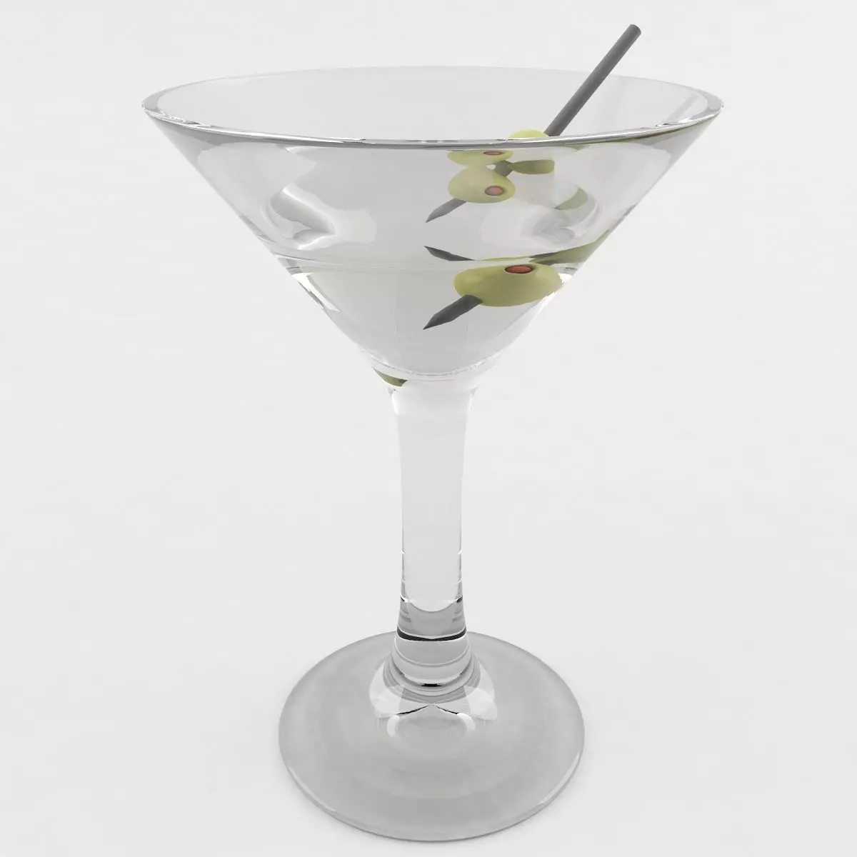Martini glass with olives 3D model_0