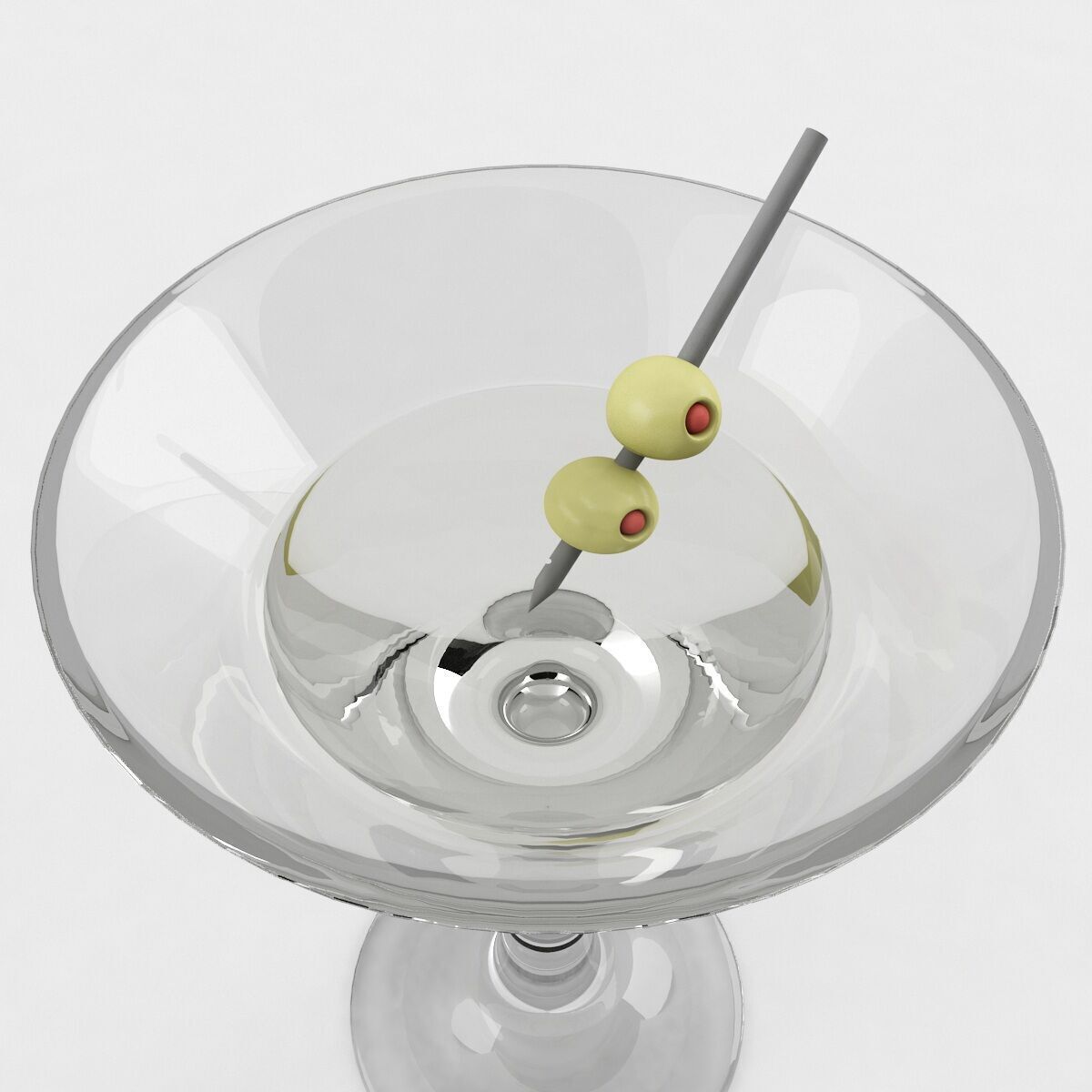 Martini glass with olives 3D model_1