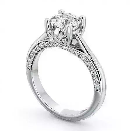 stl file princess cut diamond engagement ring gold 3D print model