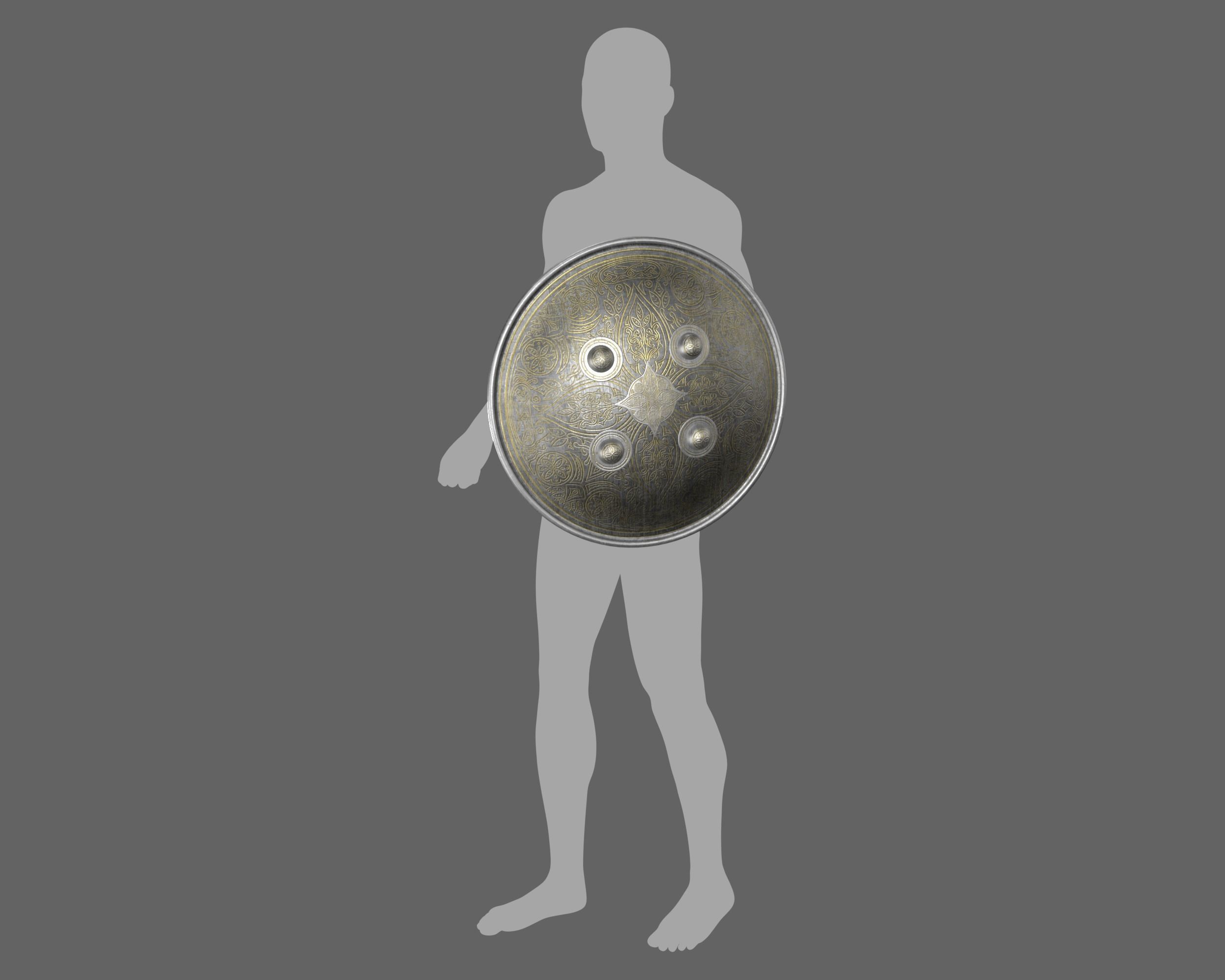 Ancient Indo Persian Dhal Low-poly 3D model_14