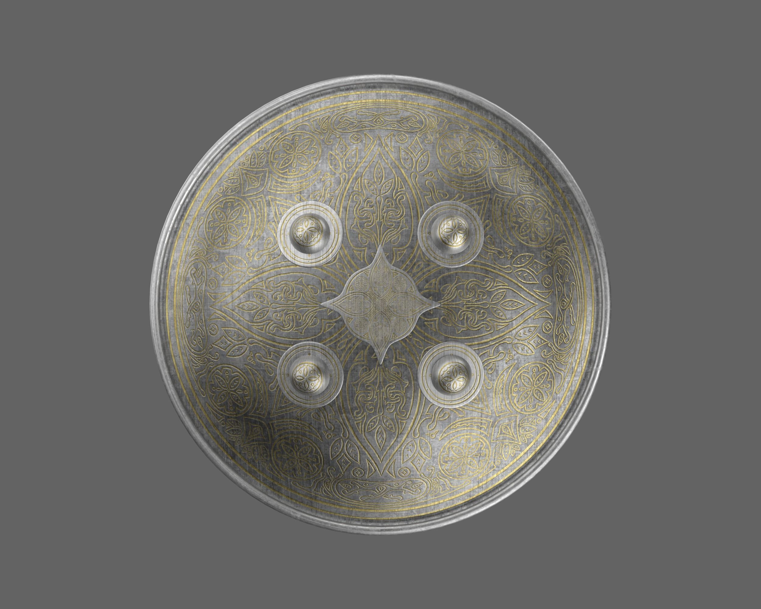 Ancient Indo Persian Dhal Low-poly 3D model_5