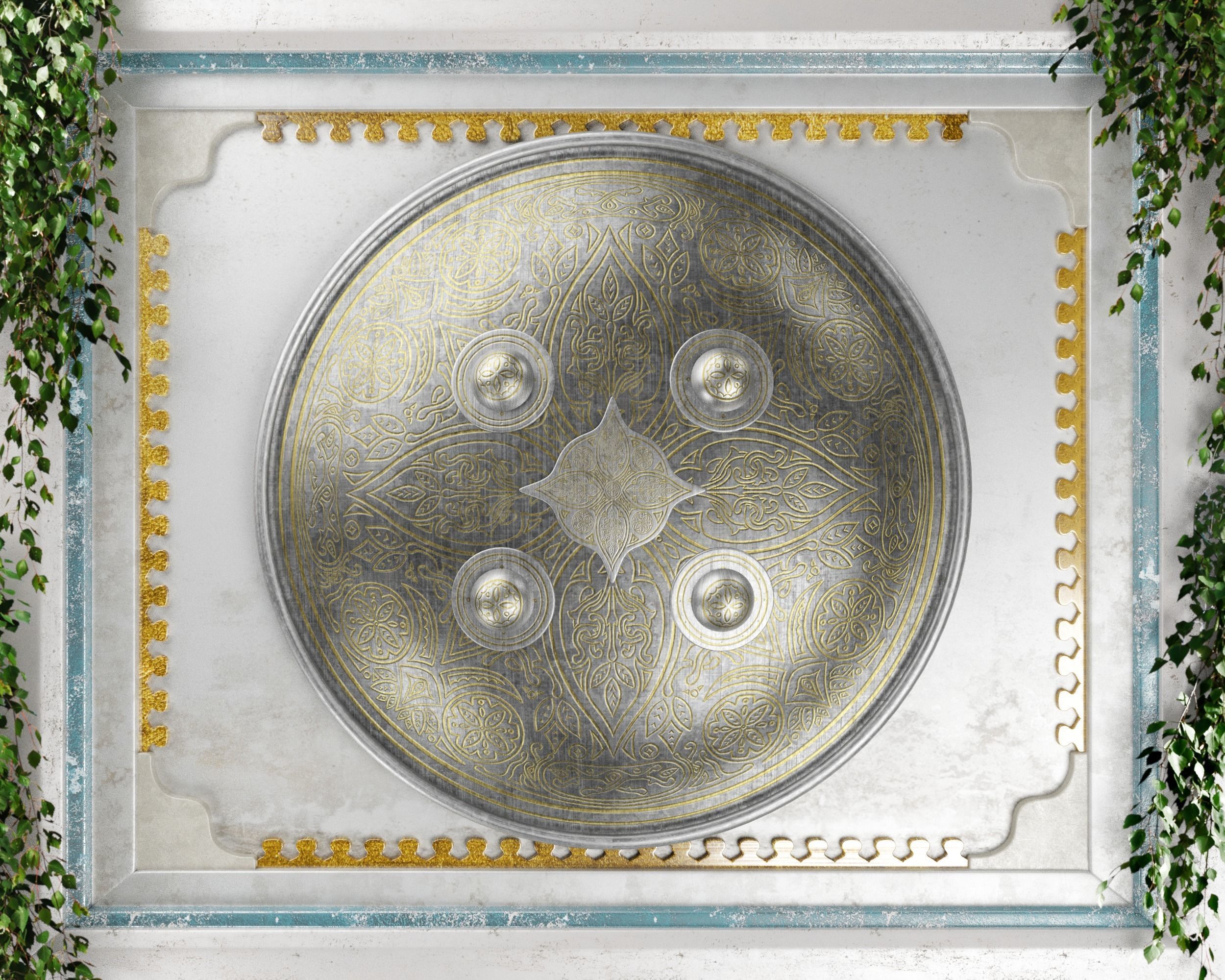 Ancient Indo Persian Dhal Low-poly 3D model_15