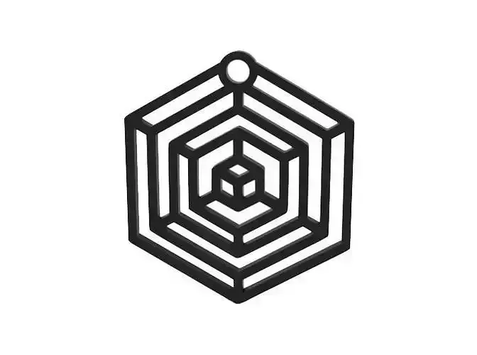 Earring hexagonal pendant