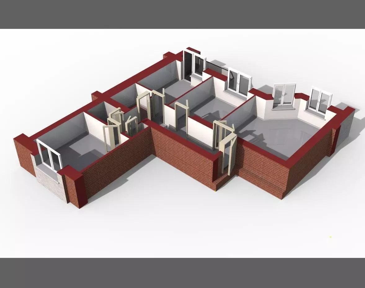 3D Floor Plan Section of apartment 3D model_0