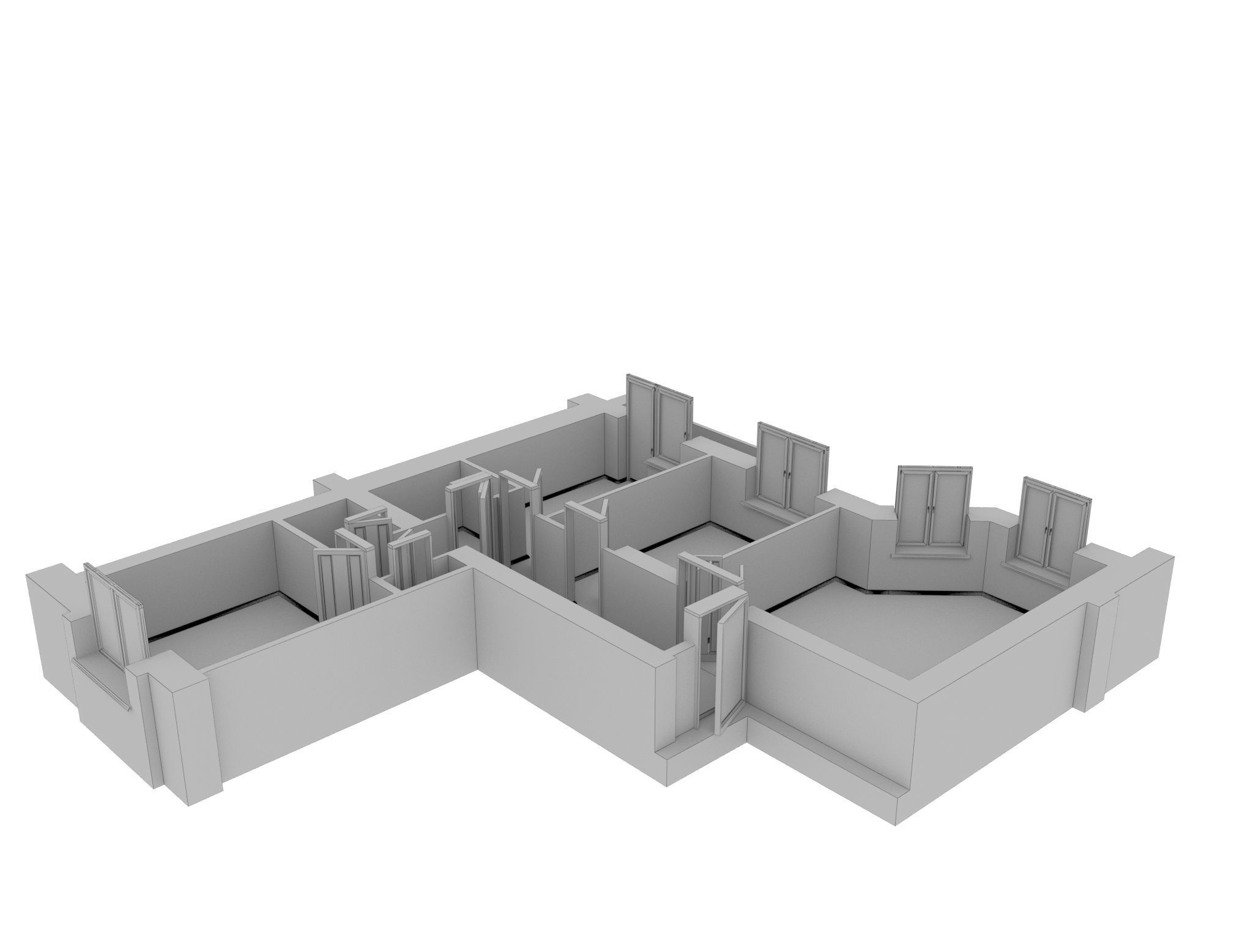 3D Floor Plan Section of apartment 3D model_8