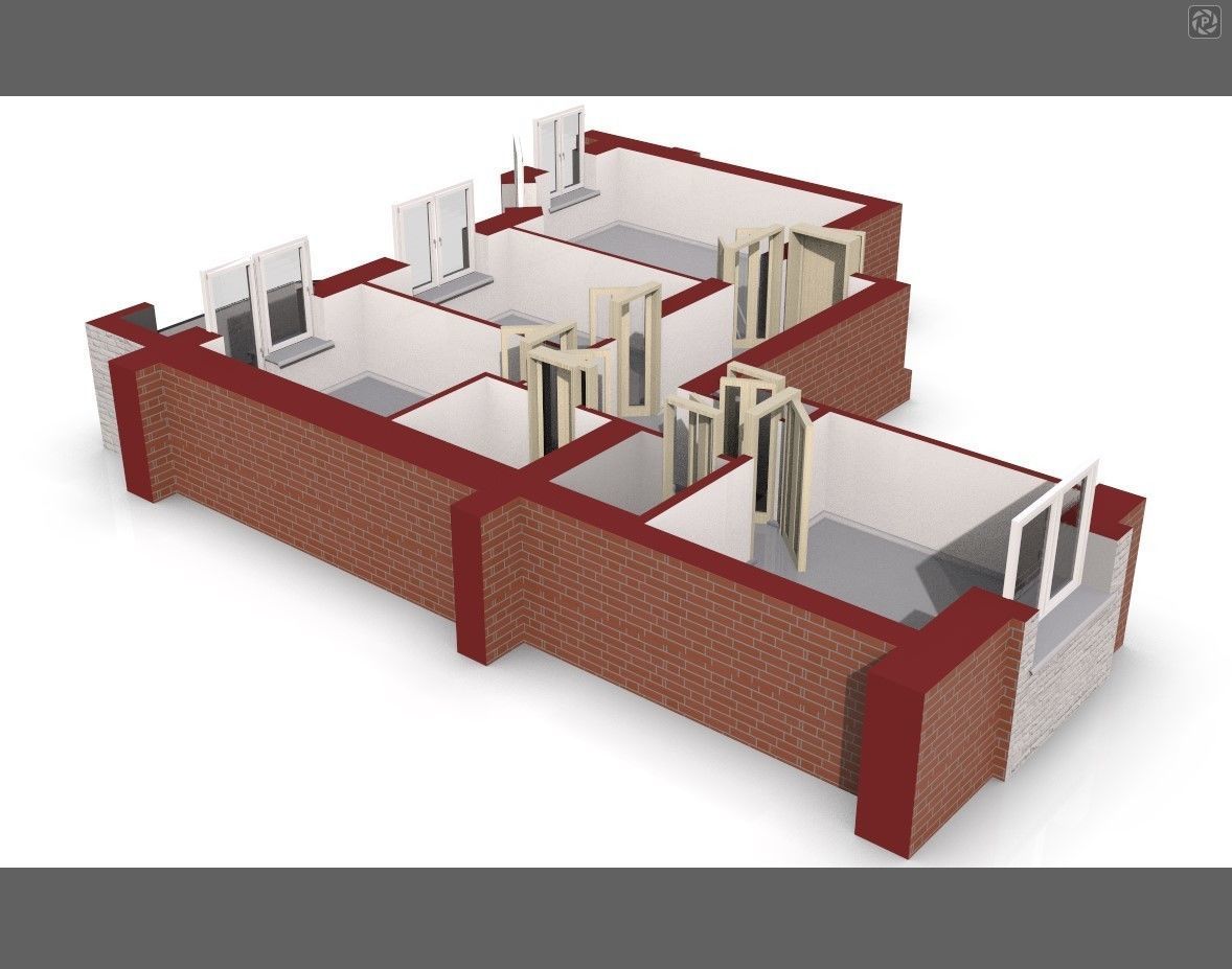 3D Floor Plan Section of apartment 3D model_1