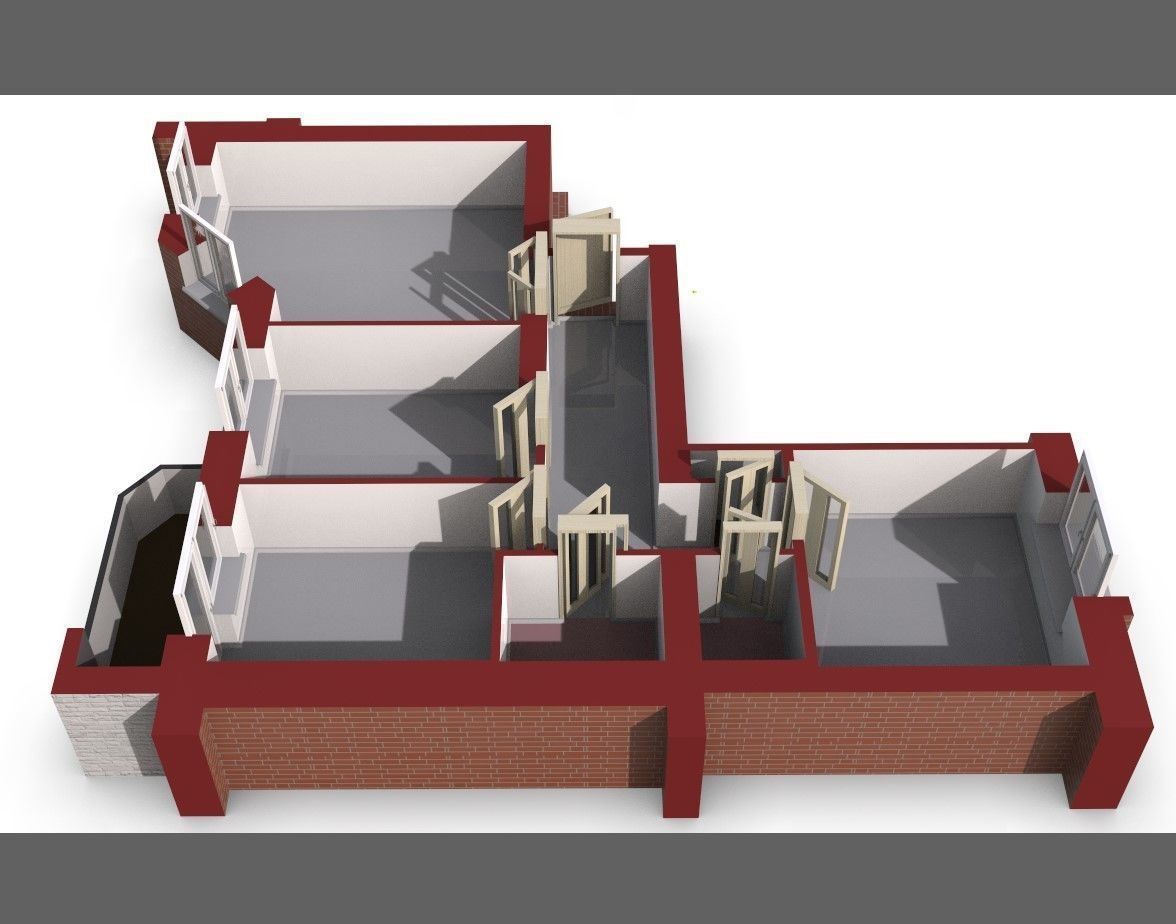 3D Floor Plan Section of apartment 3D model_2