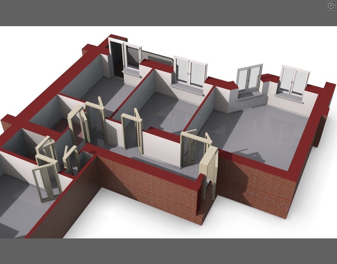 3D Floor Plan Section of apartment 3D model_5