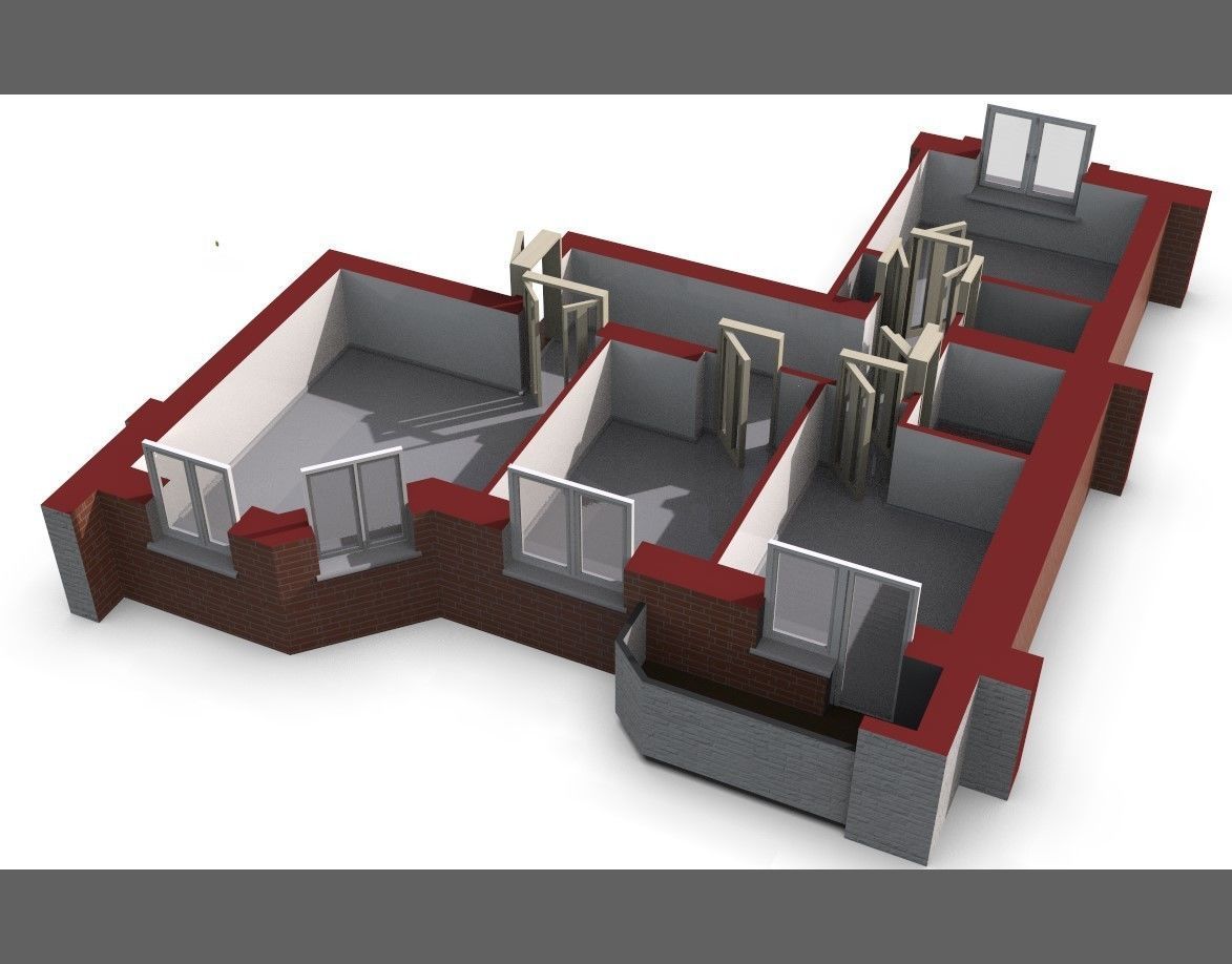3D Floor Plan Section of apartment 3D model_3