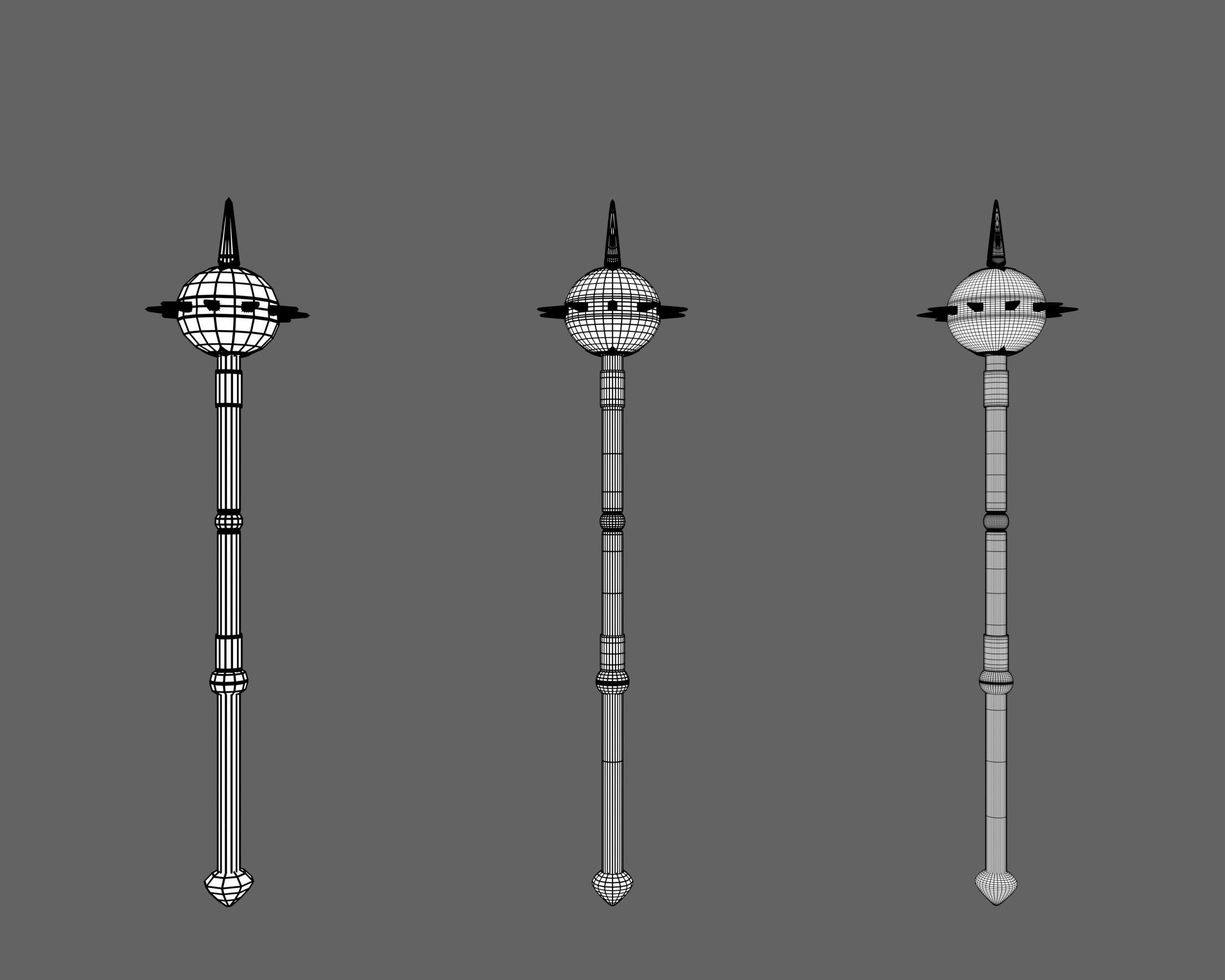 Ancient Indo Persian Gurj Low-poly 3D model_4