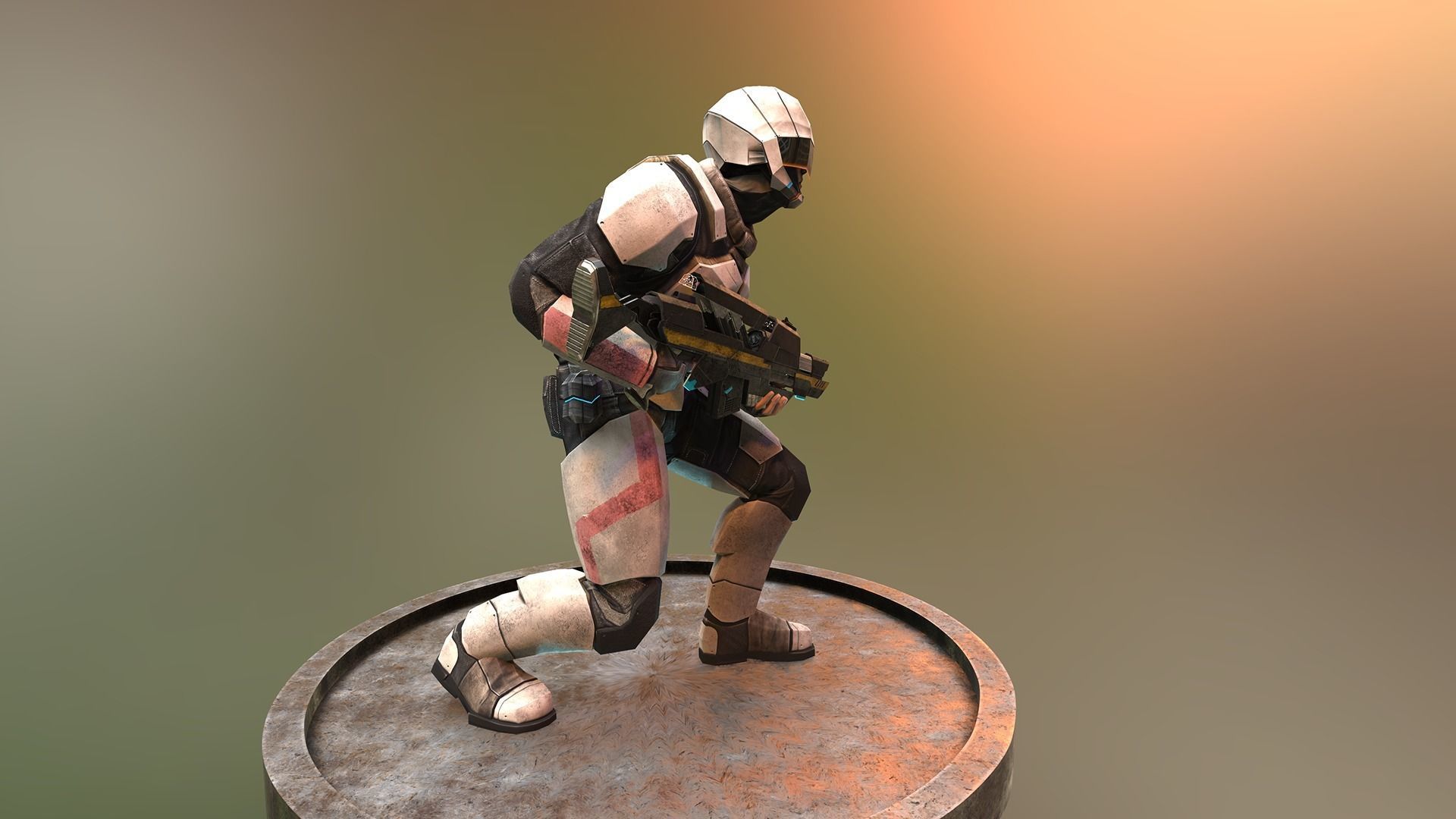 Futuristic Soldier Low-poly 3D model_5