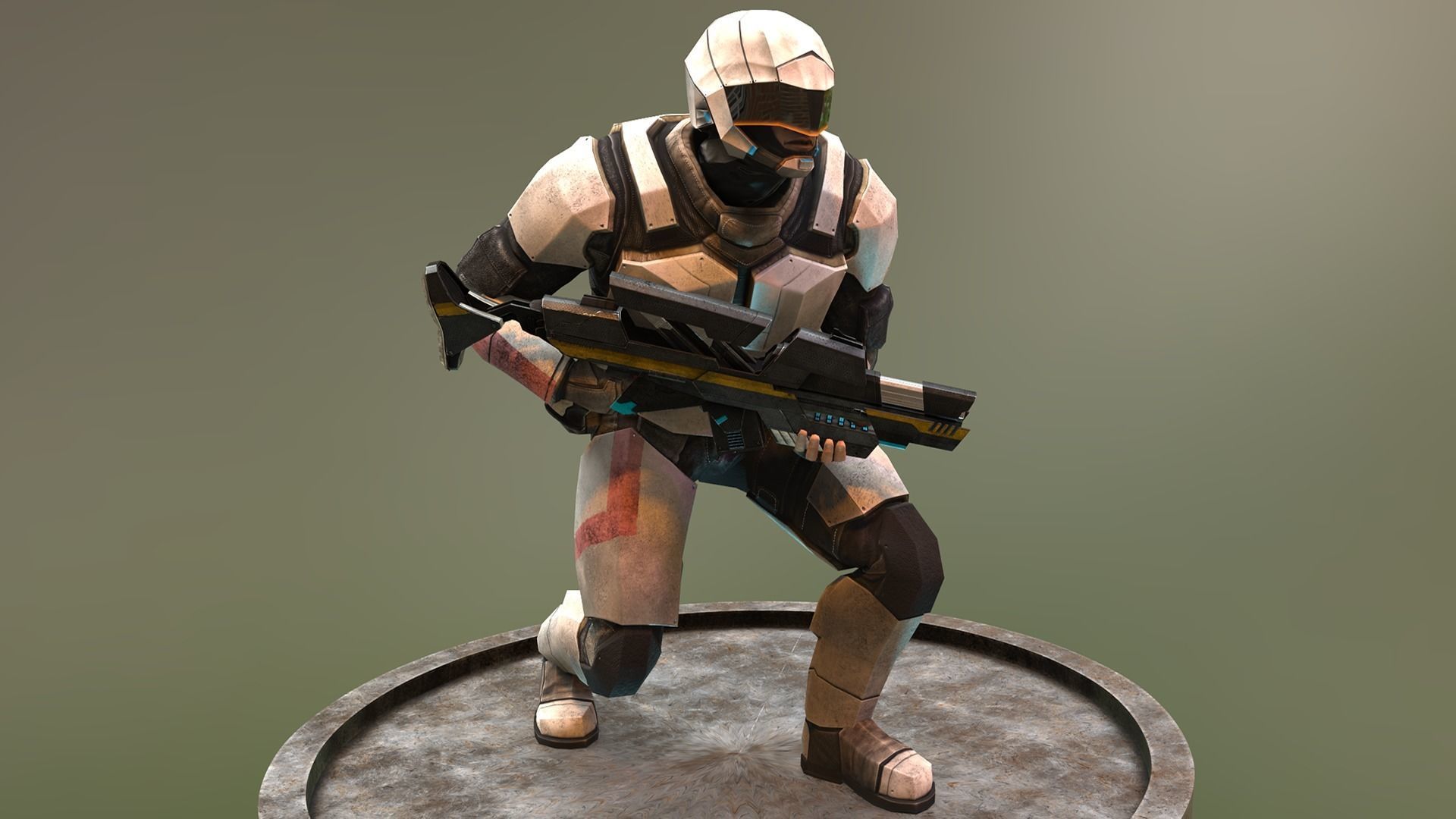 Futuristic Soldier Low-poly 3D model_2