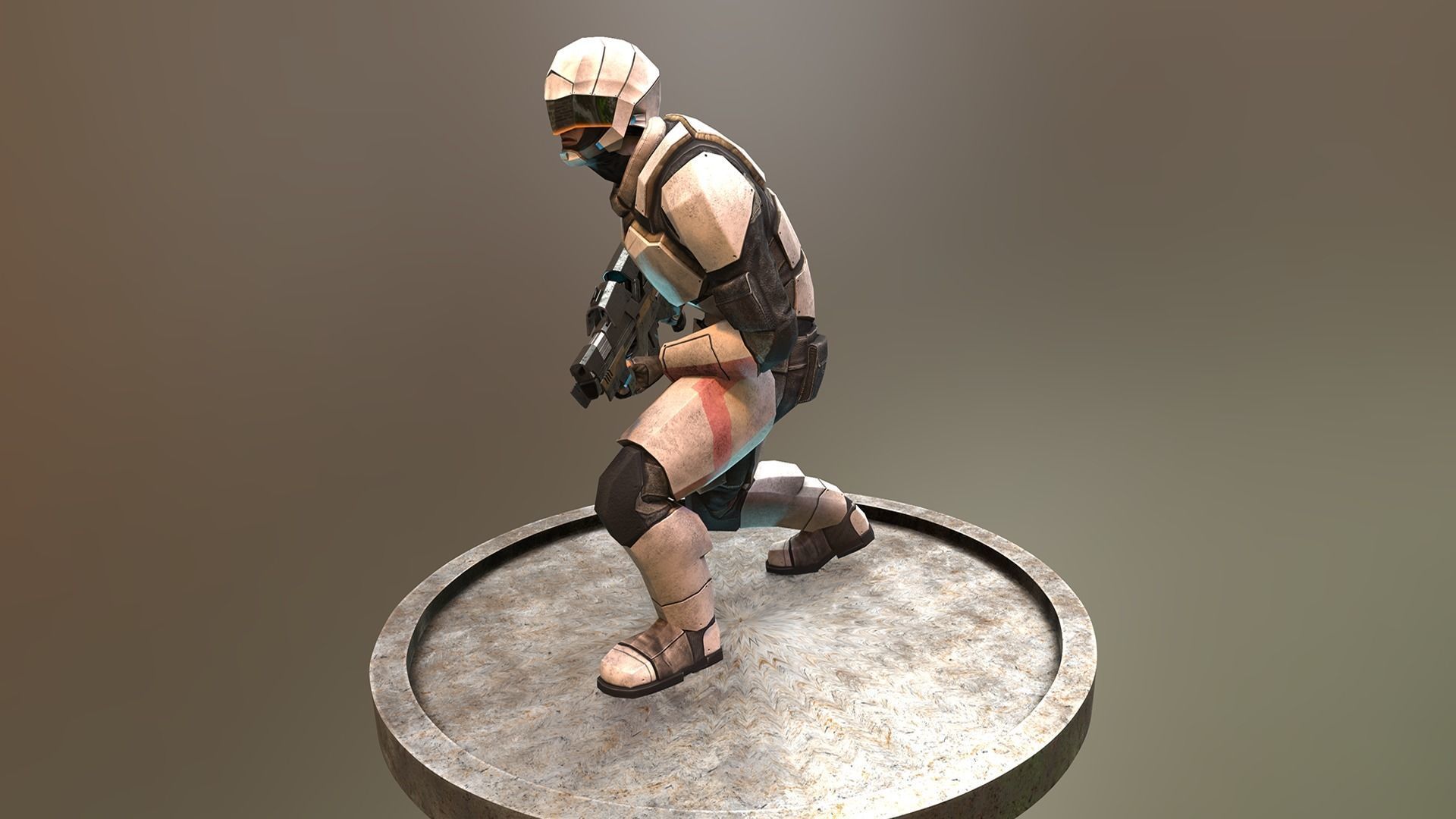 Futuristic Soldier Low-poly 3D model_3