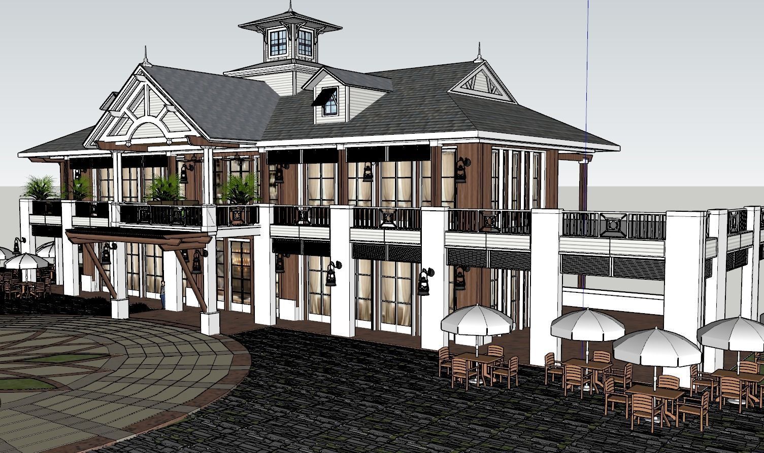 Architecture - Beach Club House - Bahamian Style 3D model_1