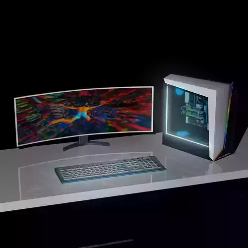 PC Desk Setup 3D model