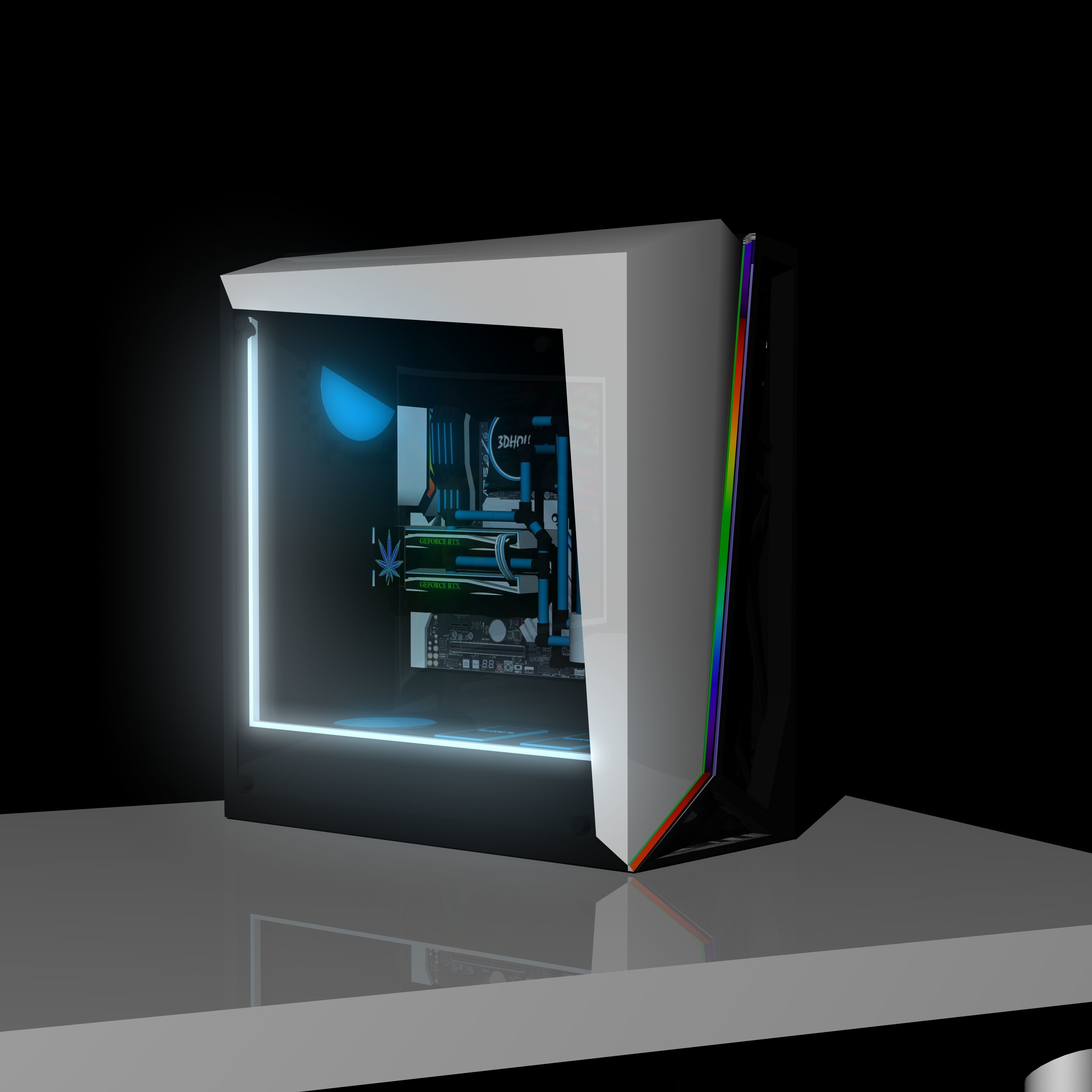PC Desk Setup 3D model_5