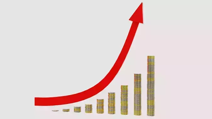Money chart 3D model Low-poly 3D model