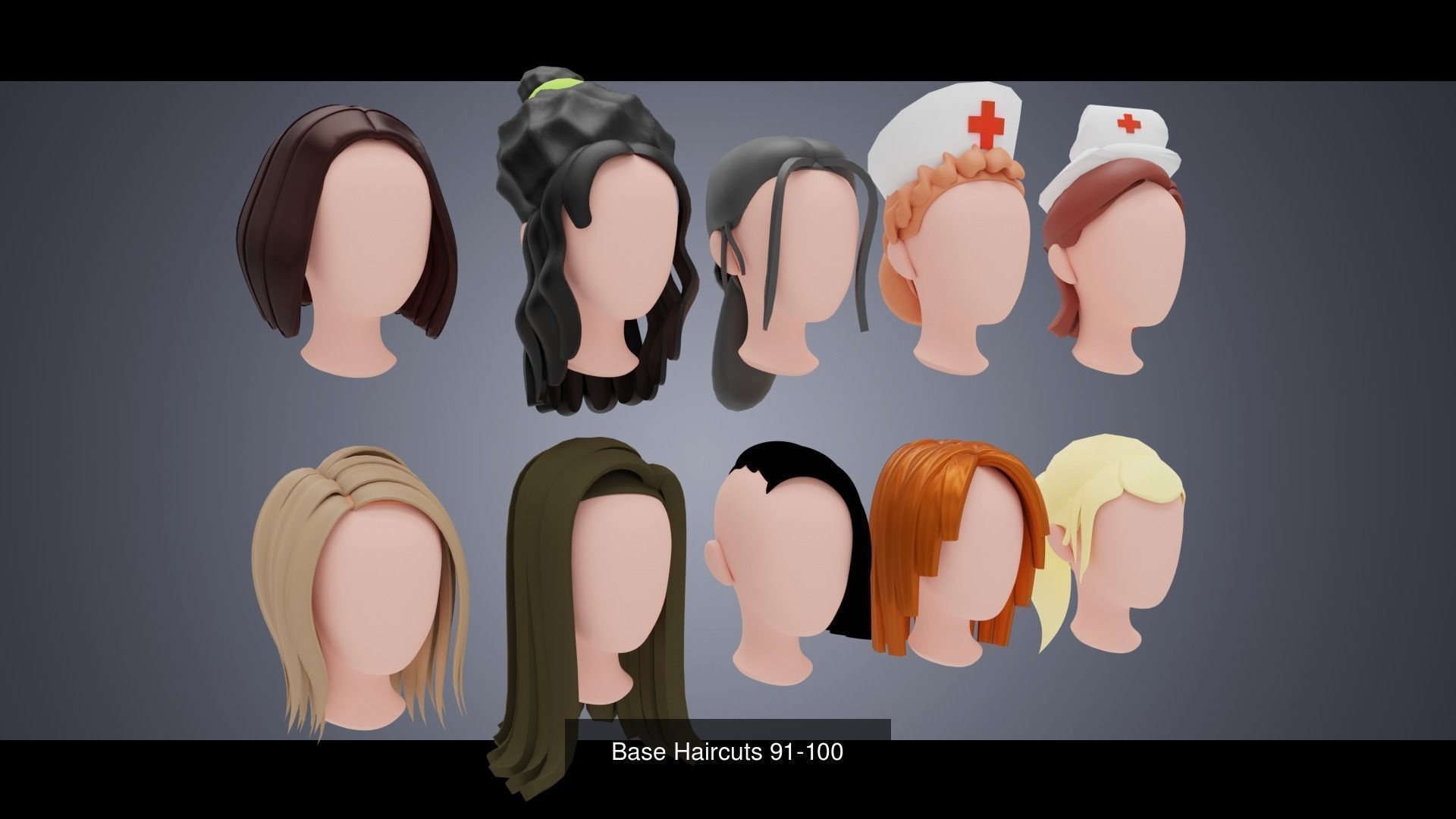150 Base Stylized Hair 3D Model Collection_7