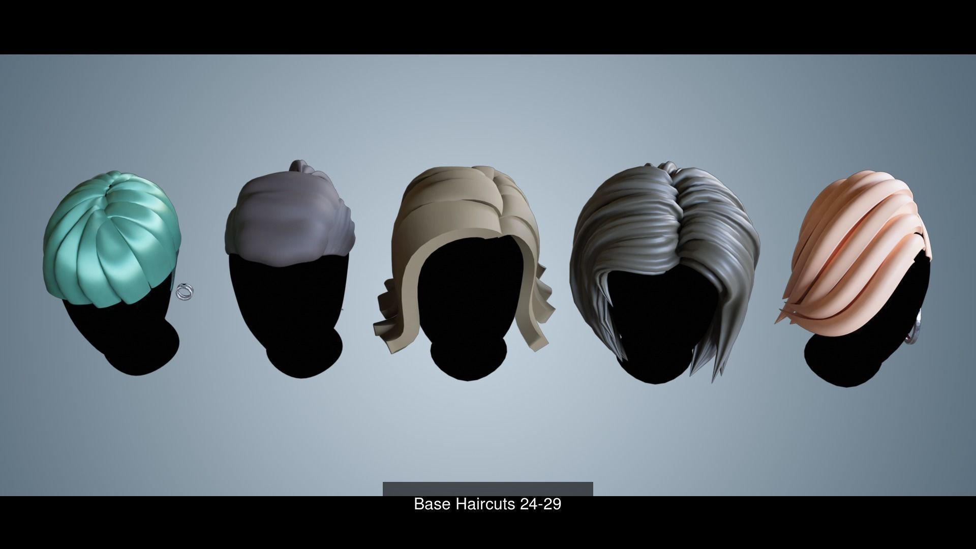 150 Base Stylized Hair 3D Model Collection_36