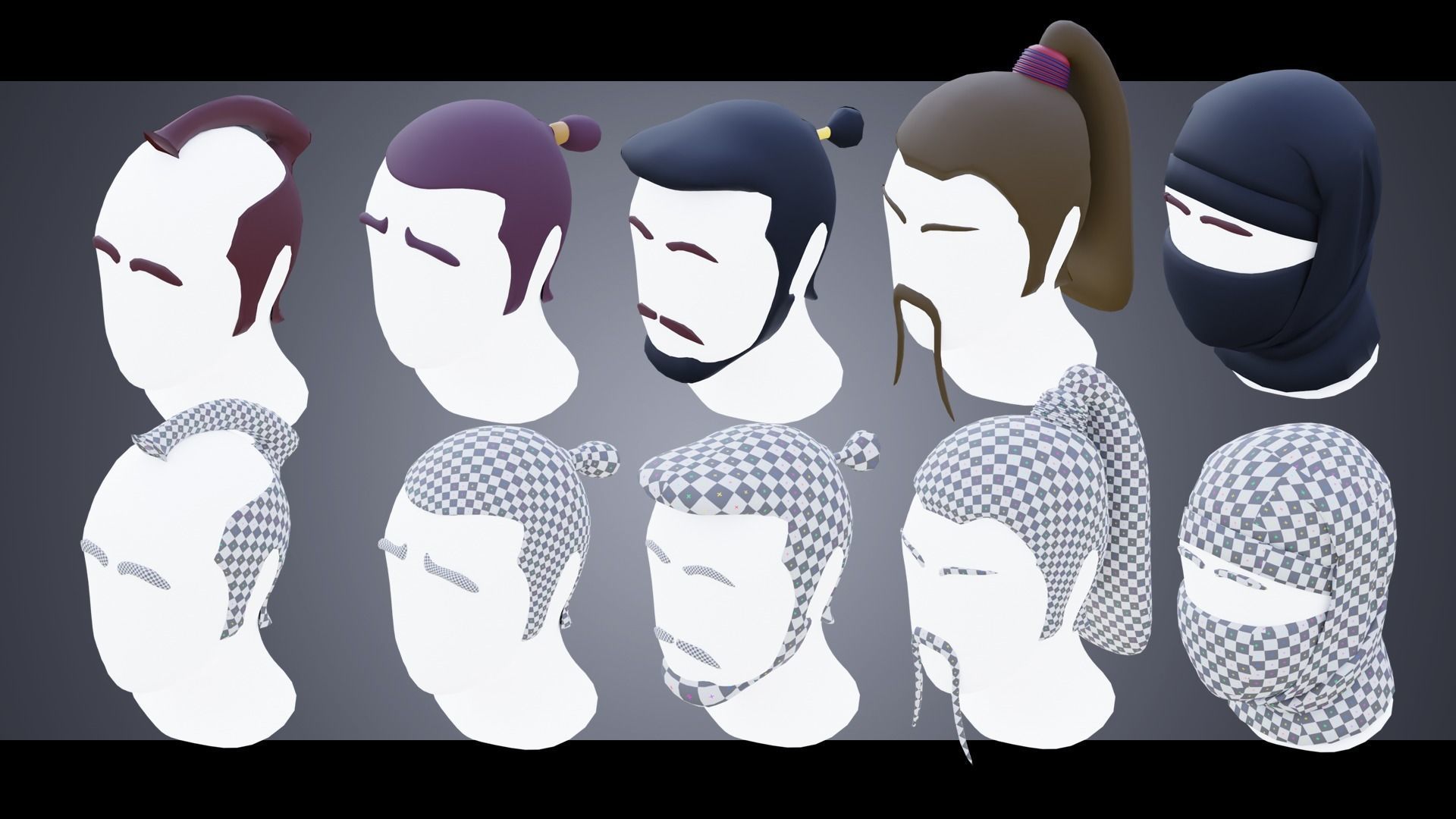 150 Base Stylized Hair 3D Model Collection_10