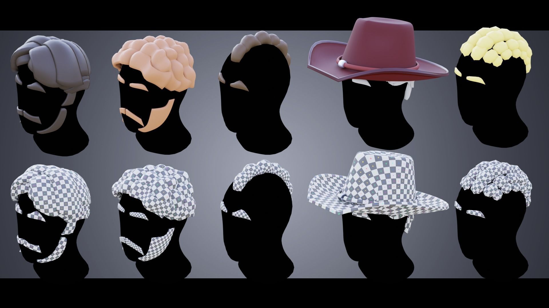 150 Base Stylized Hair 3D Model Collection_14