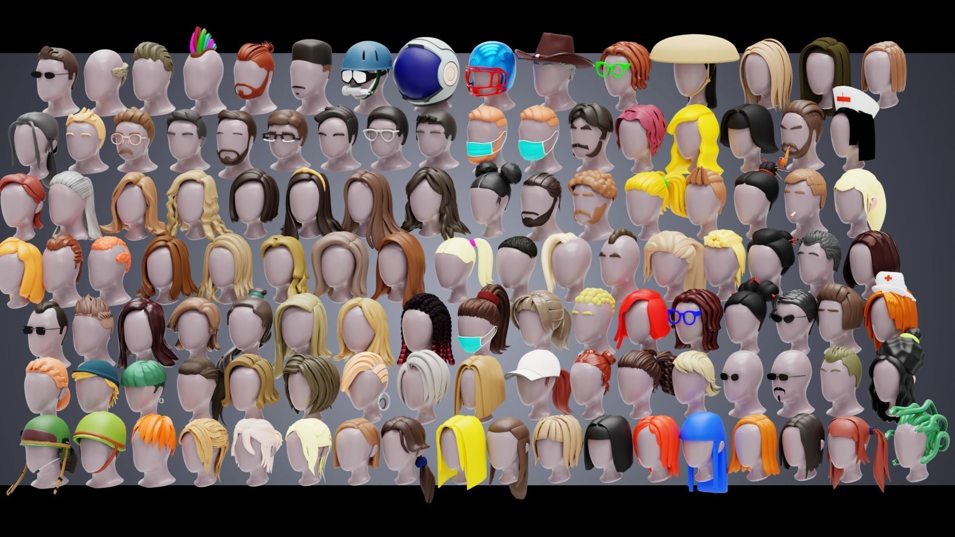 150 Base Stylized Haircuts 3D Model Collection_2