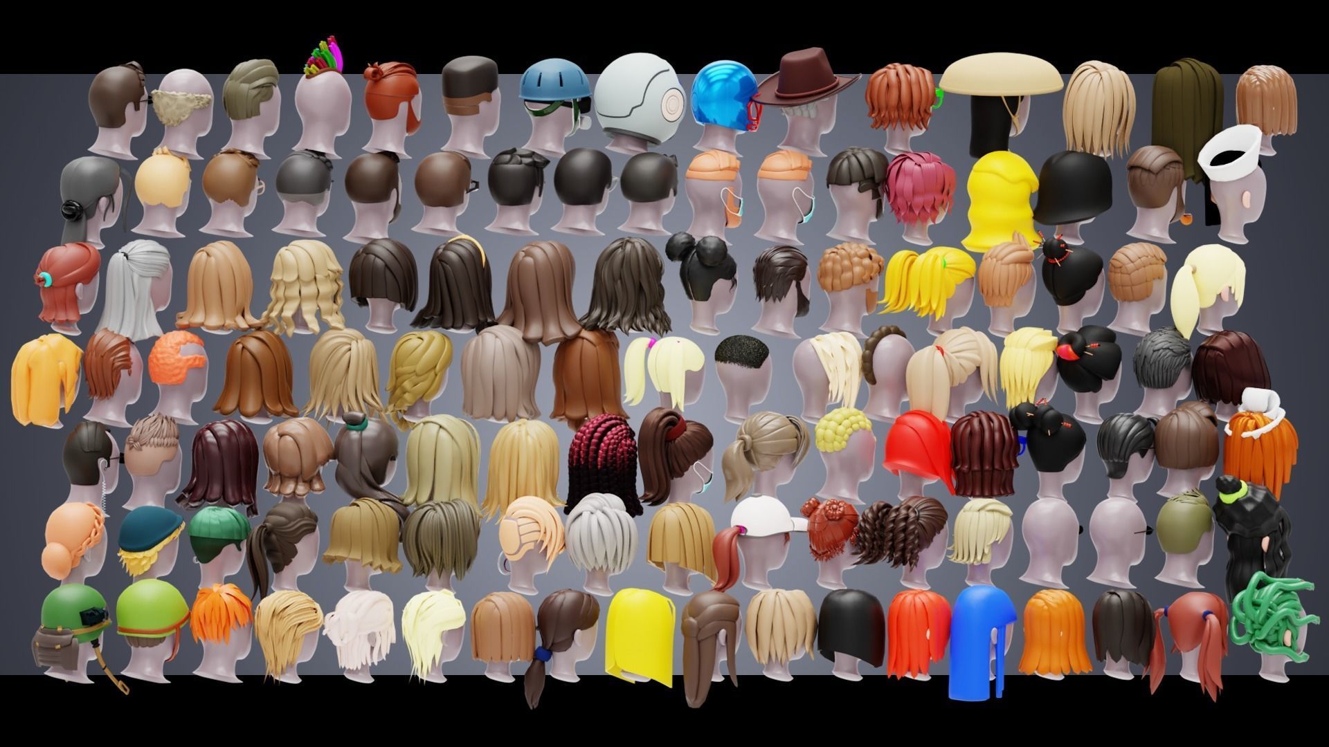 150 Base Stylized Haircuts 3D Model Collection_3