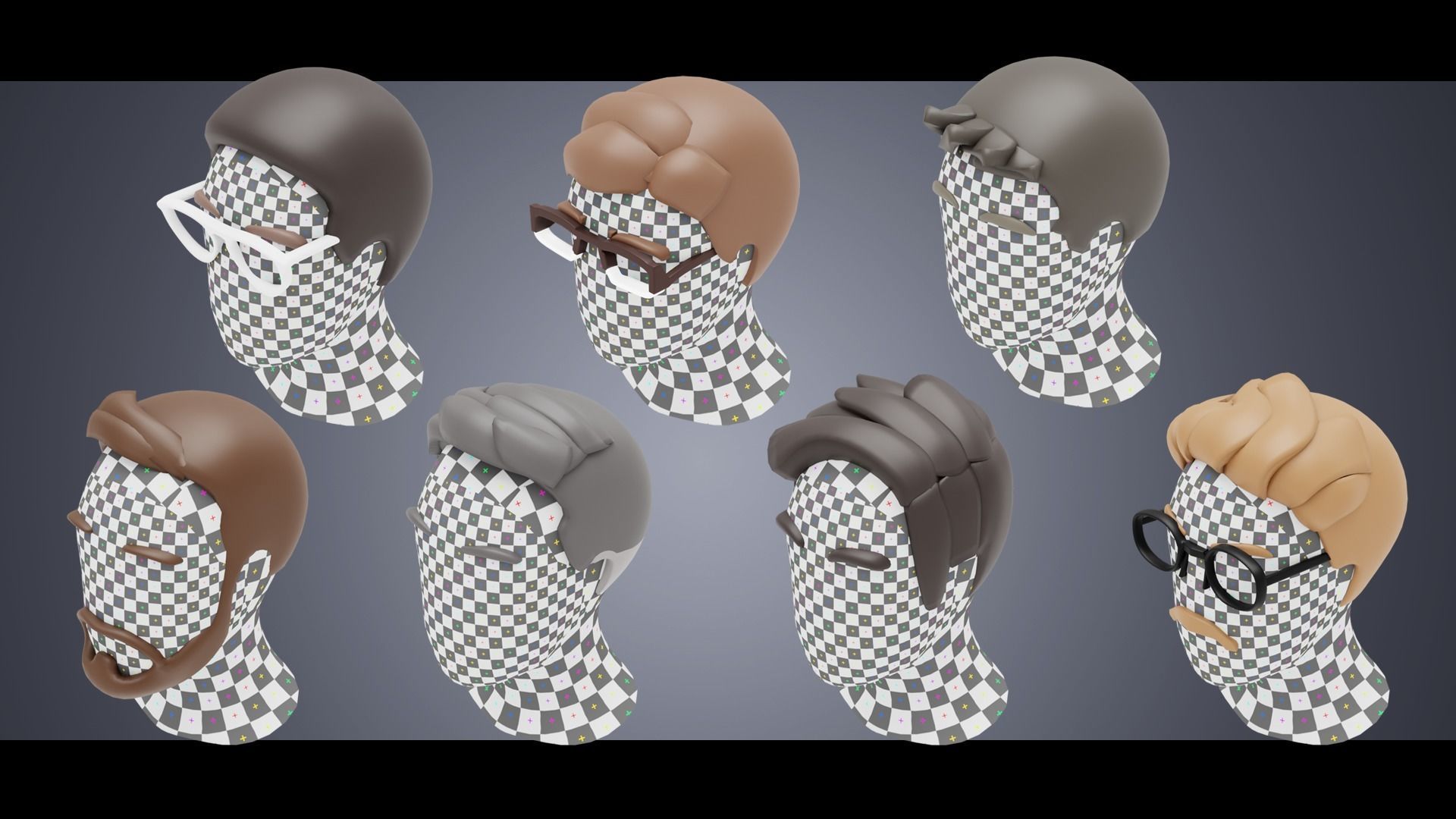 150 Base Stylized Hair 3D Model Collection_22