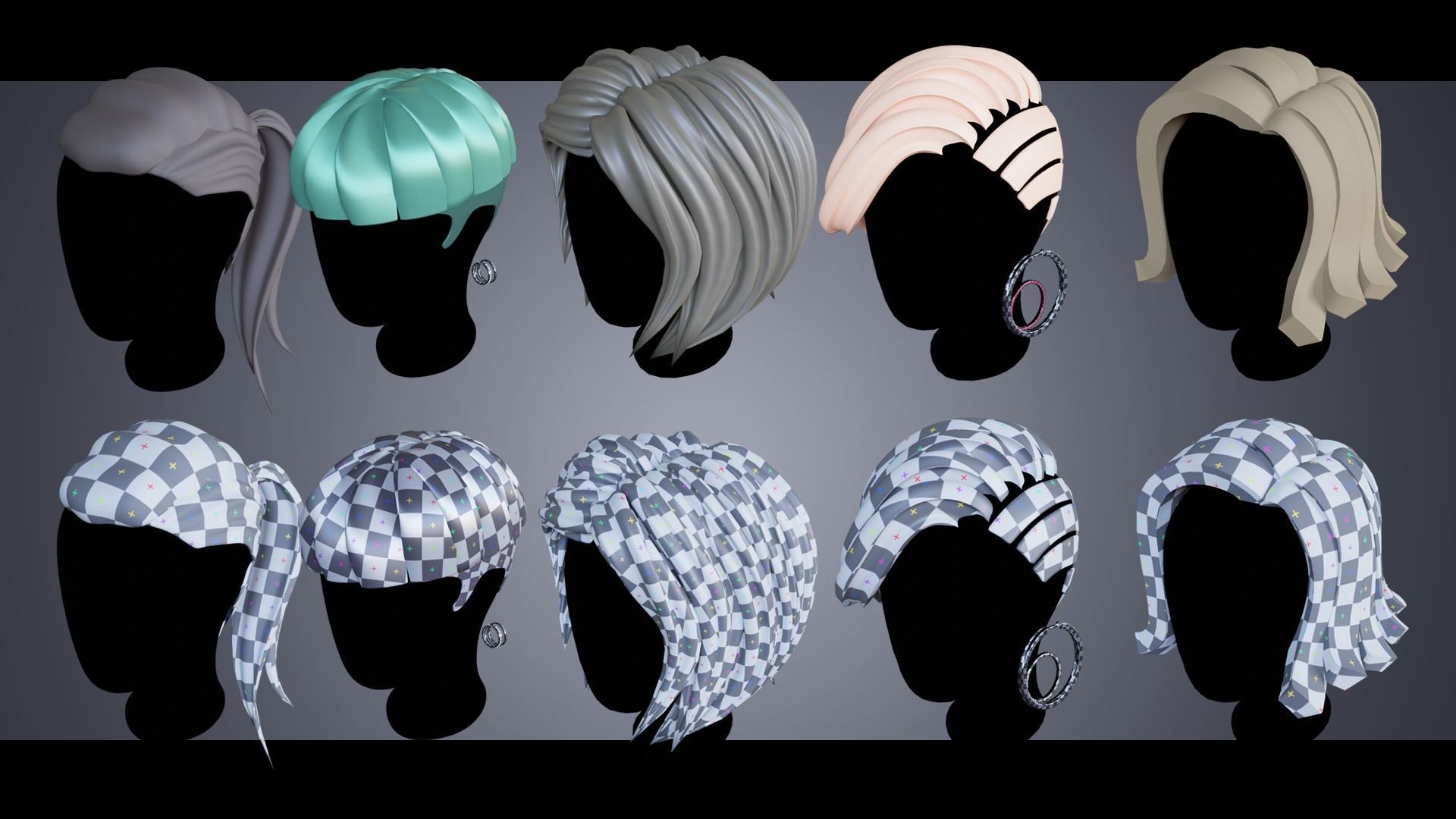 150 Base Stylized Hair 3D Model Collection_20