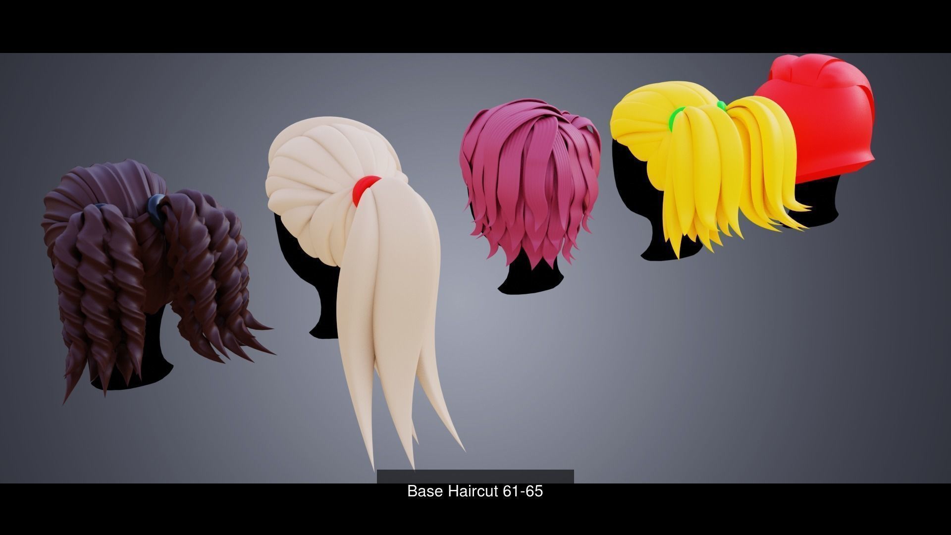 150 Base Stylized Hair 3D Model Collection_28